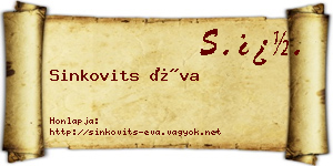 Sinkovits Éva névjegykártya